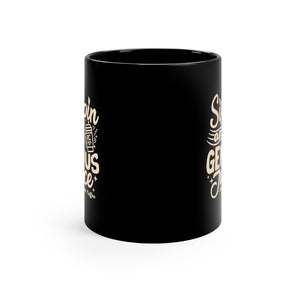 Black with Witty "Sippin on Genius Juice" Ceramic Coffee Mug 11 oz