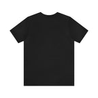 Back view of a black short-sleeve T-shirt with a plain unprinted design, displayed flat against a white background.
