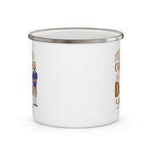 Load image into Gallery viewer, Fueled By Coffee &amp; Dad Jokes Enamel Camping Mug 12 oz