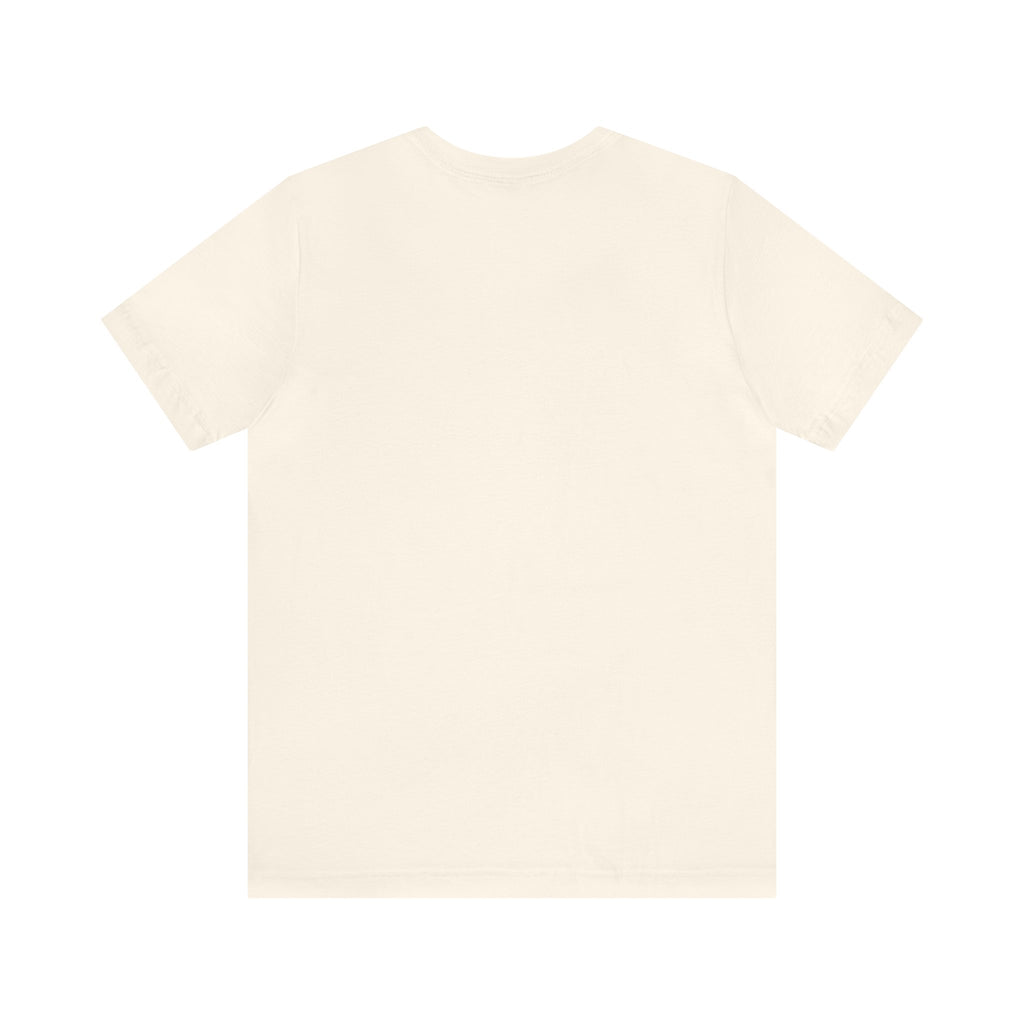 Cream short-sleeve T-shirt shown from the back, laid flat on a white surface with no visible graphics or designs.
