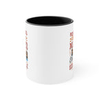 Back view of a white ceramic coffee mug with a black interior, showing partial edges of the Roasted 818 Miles East of Seattle Rock Creek Coffee design on both sides.