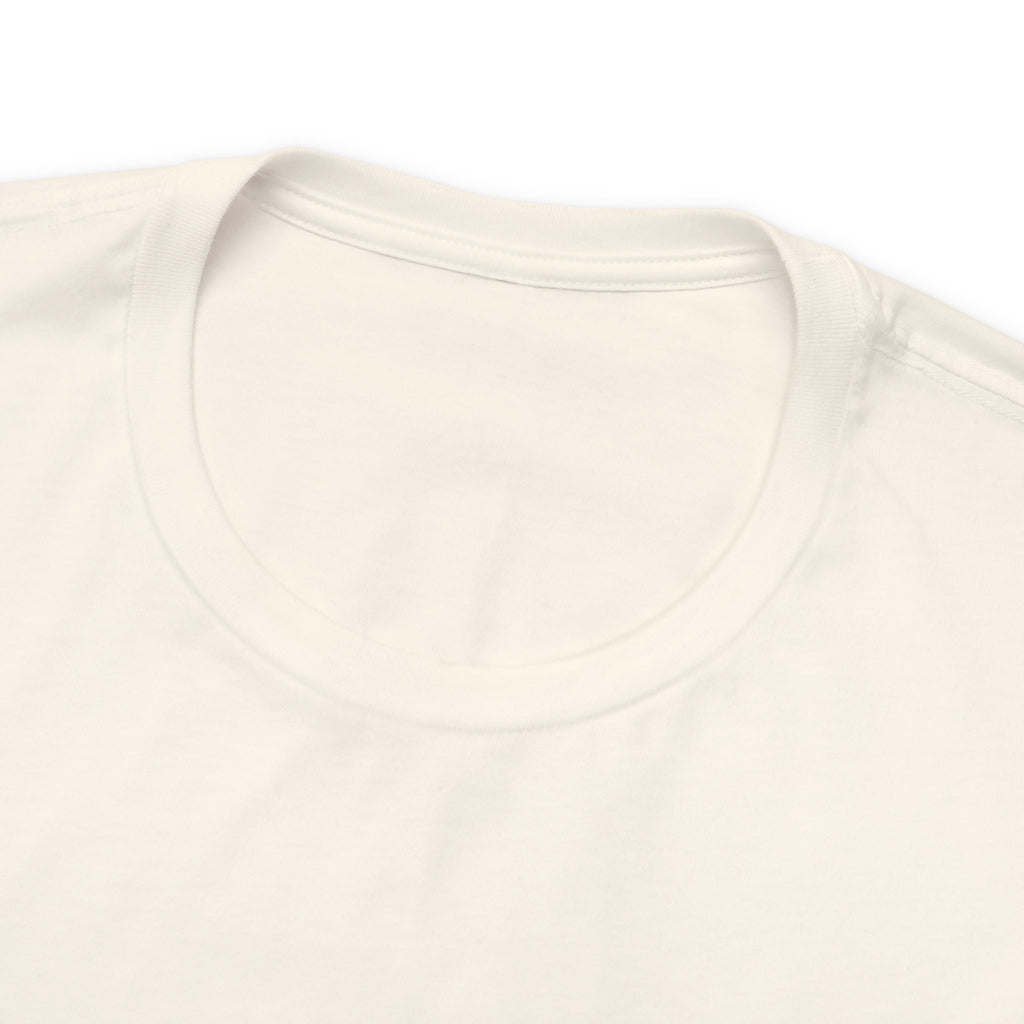 Close-up product image of a cream crew neck T-shirt showing the neckline and upper chest area, with no visible graphic in frame, displayed against a plain white background.