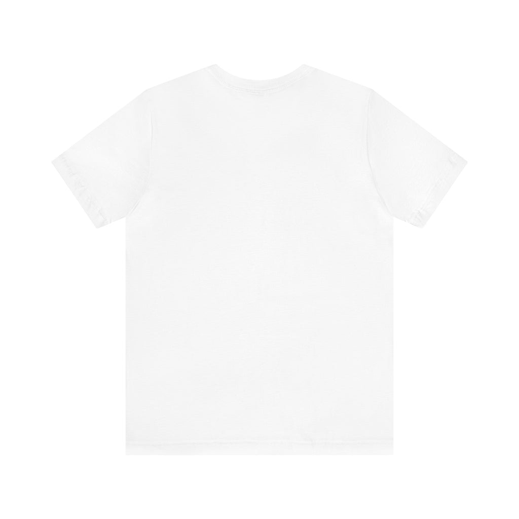Back view of a plain white short-sleeve T-shirt laid flat on a white background, showing no visible graphics or designs.