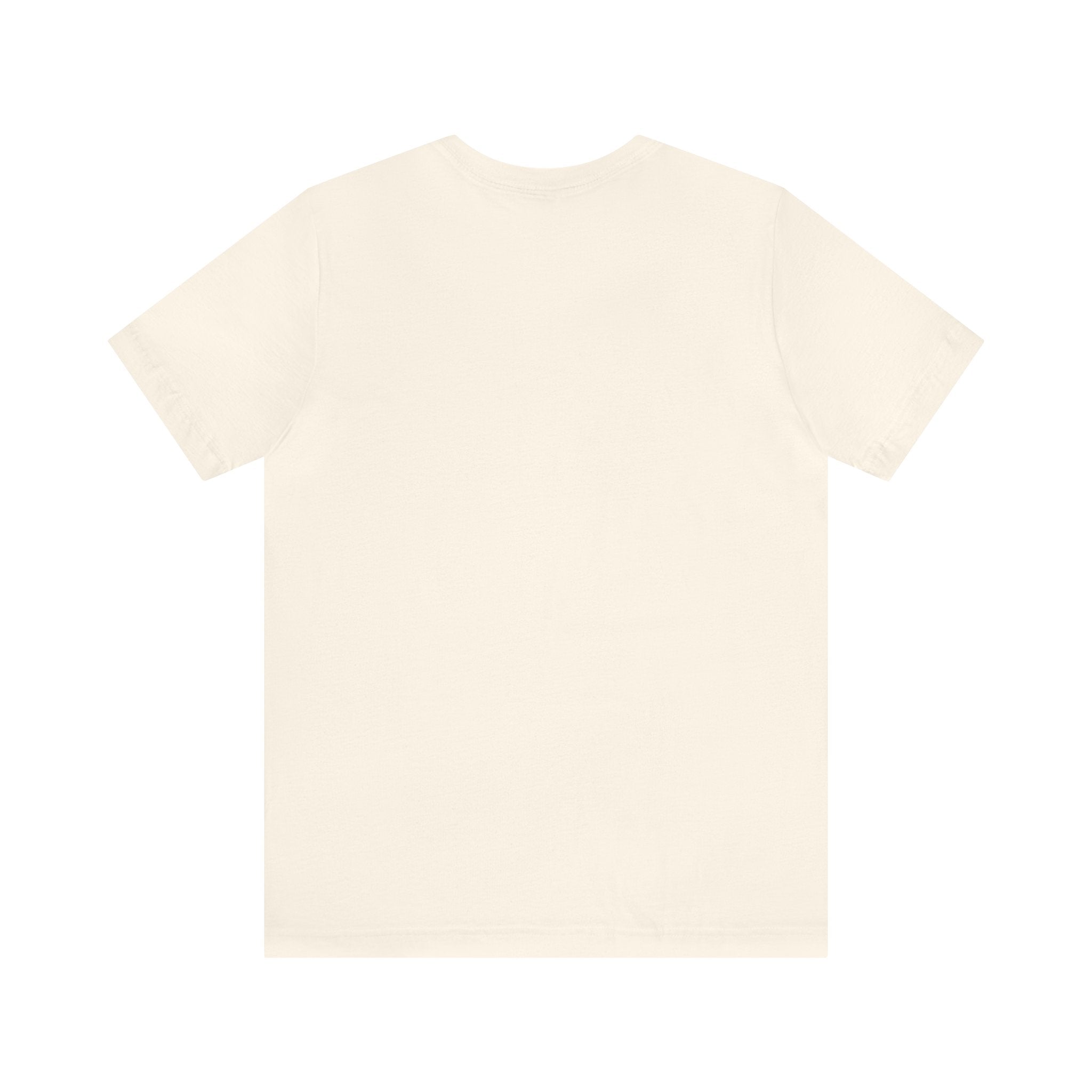 Back view of a cream short-sleeve T-shirt with a plain unprinted design, displayed flat against a white background.